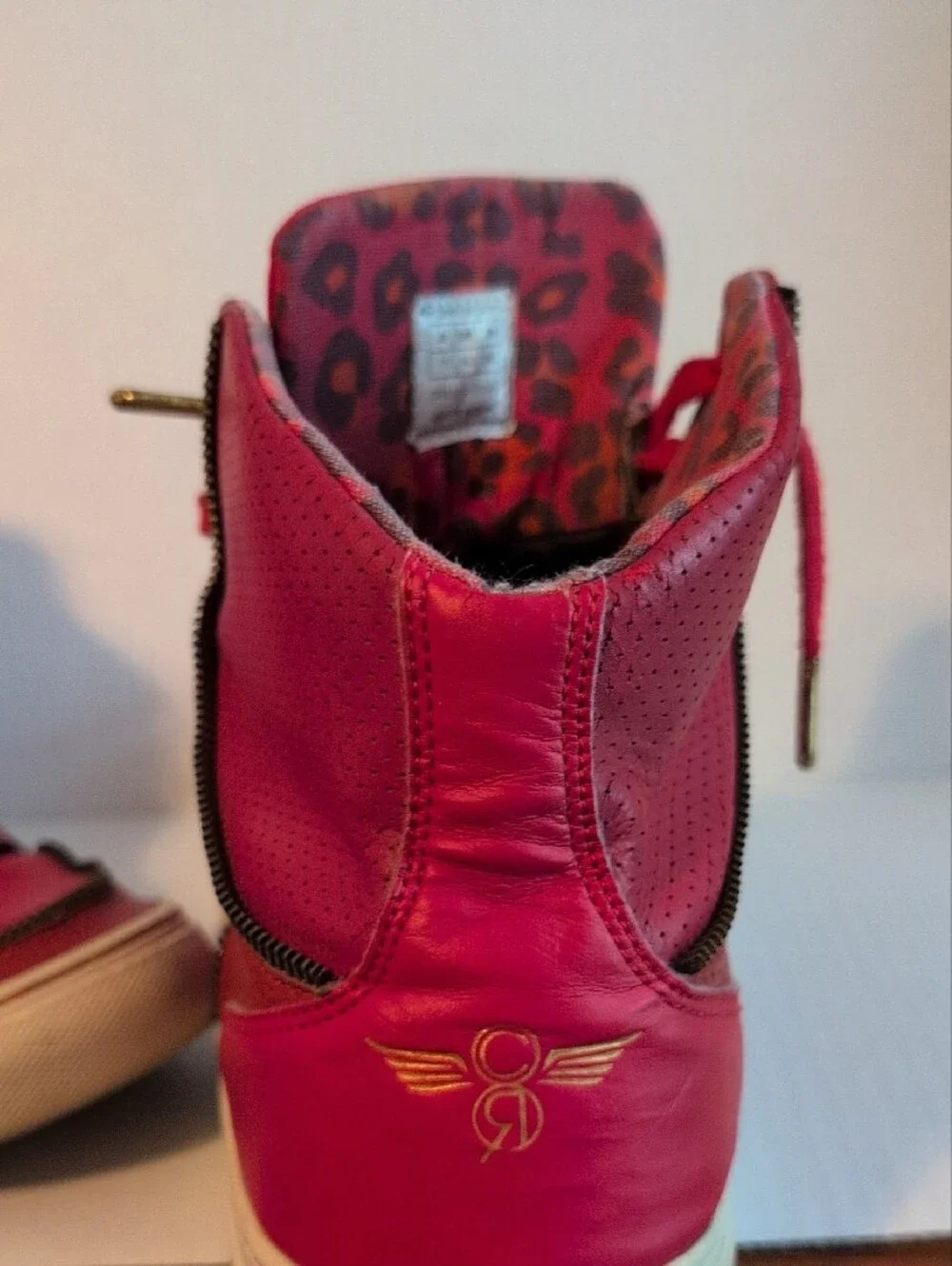 Creative Recreation Red High-Top Sneakers with Gold Wing Logo